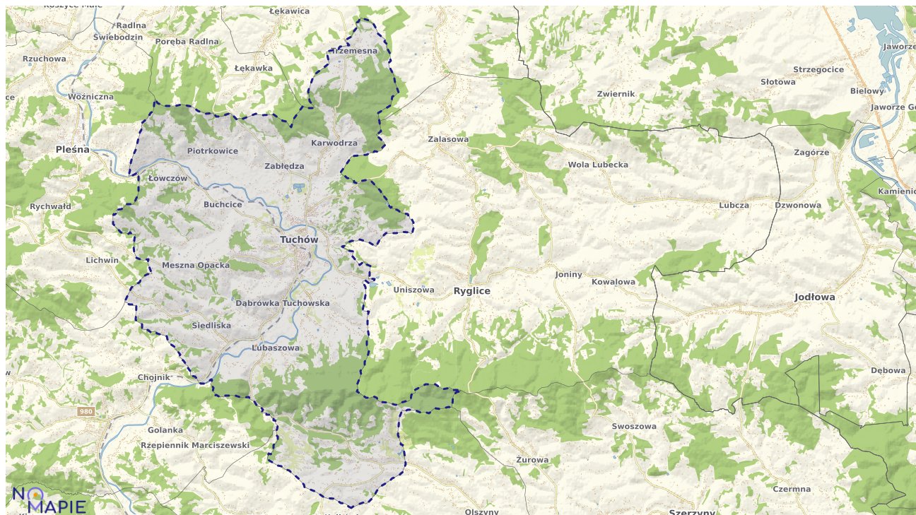 Mapa obszarów ochrony przyrody Tuchowa